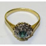 An 18ct gold blue topaz and diamond ring,