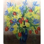 Rachel Brendon (Contemporary) 'Still Life of Flowers' Oil on canvas, signed lower left,