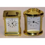 Two modern brass carriage clocks, one by Weiss the other by London Clock Co, both quartz movement,
