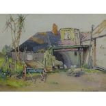 Robert Dickie Cairns RSA (1866-1944) 'Farmyard Scene with Pigs & Chickens' Watercolour,