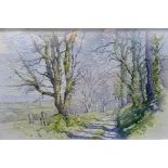 Jonathan Hardman (Contemporary) 'Country Lane' Watercolour, signed lower left,