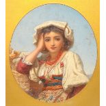 Augustus Jules Bouvier (British 1825-1881) 'Roma Gypsy Girl' Watercolour, signed lower left,