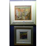 George Owen (?) (Contemporary) 'Street Scene' Pastel, signed lower left, 24 x 27cm,