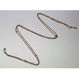 A 9ct gold ball and twist link chain, stamped 9c to clasp (broken),