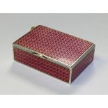 A Russian silver and pink guilloche enamel box, circa early 20th century, stamped 88,