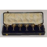 A set of six small silver goblets in fitted case, hallmarks for Birmingham 1945-46,