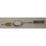 A composite silver backed brush set, comprising hand mirror, gents and lady's clothes brush,