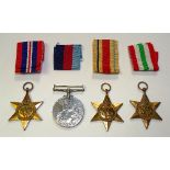 Four World War II medals, to include The 1939-45 Star, The Italy Star,