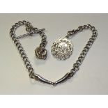 A silver Albert chain with Masonic silver medal, engraved and dated 1909,