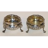 A pair of silver salt cellars, hallmarks for Birmingham 1900 F & S,