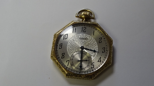 An Art Deco rolled gold Elgin pocket watch, - Image 3 of 9