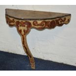 A painted demi-lune console table circa mid 19th century,