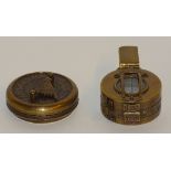 A military pocket metal cased compass, engraved to reverse for TG Co Ltd London NA266322,