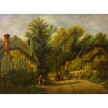 CM (19th Century) 'Rural Cottage Scene' Oil on canvas,