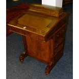 A Victorian walnut inlaid Davenport desk,