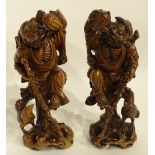 A pair of Chinese rootwood sage figures,