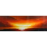 *David Renshaw (Contemporary) 'Sunset Seascape' Oil on board, signed,