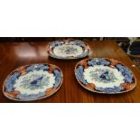 Three matching Victorian pottery serving platters, to include two meat platters,