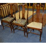 A pair of William & Mary style mahogany splat back dining chairs circa 1920's,