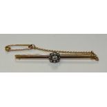 A Victorian 15ct gold diamond flowerhead bar brooch,
