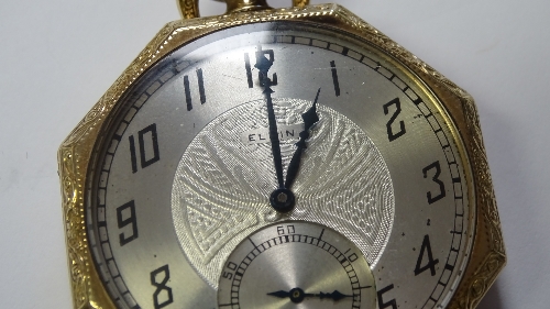 An Art Deco rolled gold Elgin pocket watch, - Image 5 of 9