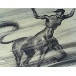 Lazzolo 'Centaur' Charcoal, unframed, signed lower right,