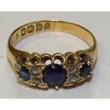A Victorian 18ct gold sapphire and diamond ring,