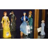 Four Goebel figurines, to include 'Afternoon Tea' 1875 and 'Equestrian' 1887, tallest 21cm high,