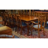 A large Chippendale style mahogany 16 piece dining room suite, comprising of breakfront sideboard,