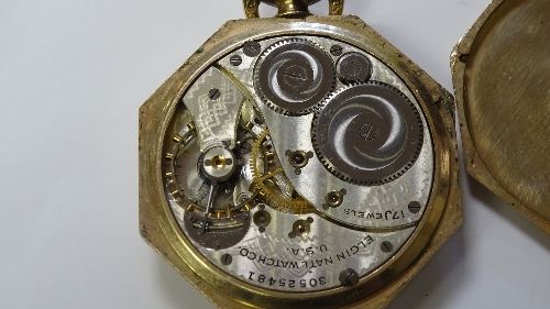 An Art Deco rolled gold Elgin pocket watch, - Image 7 of 9