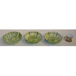 Three matching Royal Crown Derby frilly rimmed Art Nouveau style plates circa 1930's,