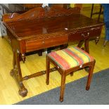 A reproduction mahogany dressing table in the Victorian style, with two small drawers,