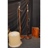 Two vintage floor lamps with shades, 149 & 156cm high,