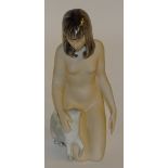 A Royal Dux figure of a kneeling nude women with cat, no.