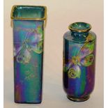A Walter Slater Shelley lustre butterfly vase, of square formation, signed Walter Slater to base,