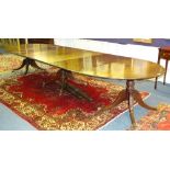 A Regency style mahogany D-end snap action triple pillar dining table circa early 20th century,