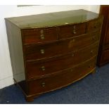 A Georgian mahogany bow front chest of drawers, with three small drawers above three long drawers,