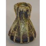 An Art Nouveau Amphora Edda vase, of grotesque form glazed in pale green, purple and white,