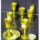Seven brass travelling cups/goblets circa 18th century,