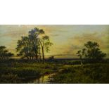 Daniel Sherrin Richards (British 1868-1940) 'Surrey's Pleasant Fields' Oil on canvas behind glass,