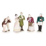 A SET OF FOUR SOVIET PORCELAIN FIGURINES, LOMONOSOV PORCELAIN FACTORY, ST. PETERSBURG, 1950-