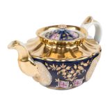 A RUSSIAN PORCELAIN TEAPOT WITH FLORAL DESIGN, GULIN BROTHERS PORCELAIN FACTORY, MOSCOW, 1850s