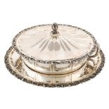 A JAROSINSKI & VAUGOIN SILVER VEGETABLE CASSEROLE, AUSTRIA, 1930Sall hand-hammered silver in three