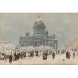 FRANZ ALT (AUSTRIAN 1821-1914)St. Isaac`s Cathedral on a Snowy Day, 1869watercolor heightened with