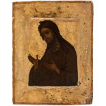 A RUSSIAN ICON OF ST JOHN THE BAPTIST, MOSCOW, 17TH CENTURYEgg tempera and gesso on wood panel