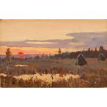 ISAAK ILIITCH LEVITAN (RUSSIAN 1860-1900)Sunset, oil on board16.7 x 26.7 cm (6 1/2 x 10 1/2 in.)