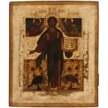 A RUSSIAN ICON OF THE SAVIOUR OF SMOLENSK, 18TH CENTURYChrist represented standing in a frontal