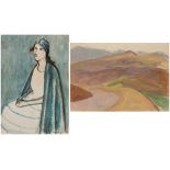 AXELROD MYER (MARK) MOISEEVICH (RUSSIAN 1902-1970)Double-sided Watercolor of a Woman and a