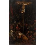 FOLLOWER OF LEANDRO BASSANO (ITALIAN 1557-1622)The Crucifixion, oil on slate50 x 32 cm (19 5/8 x