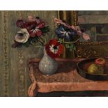 ALBERT ANDRE (FRENCH 1869-1954)Nature morte: Vase de fleurs et fruits sur une table, 1910oil on